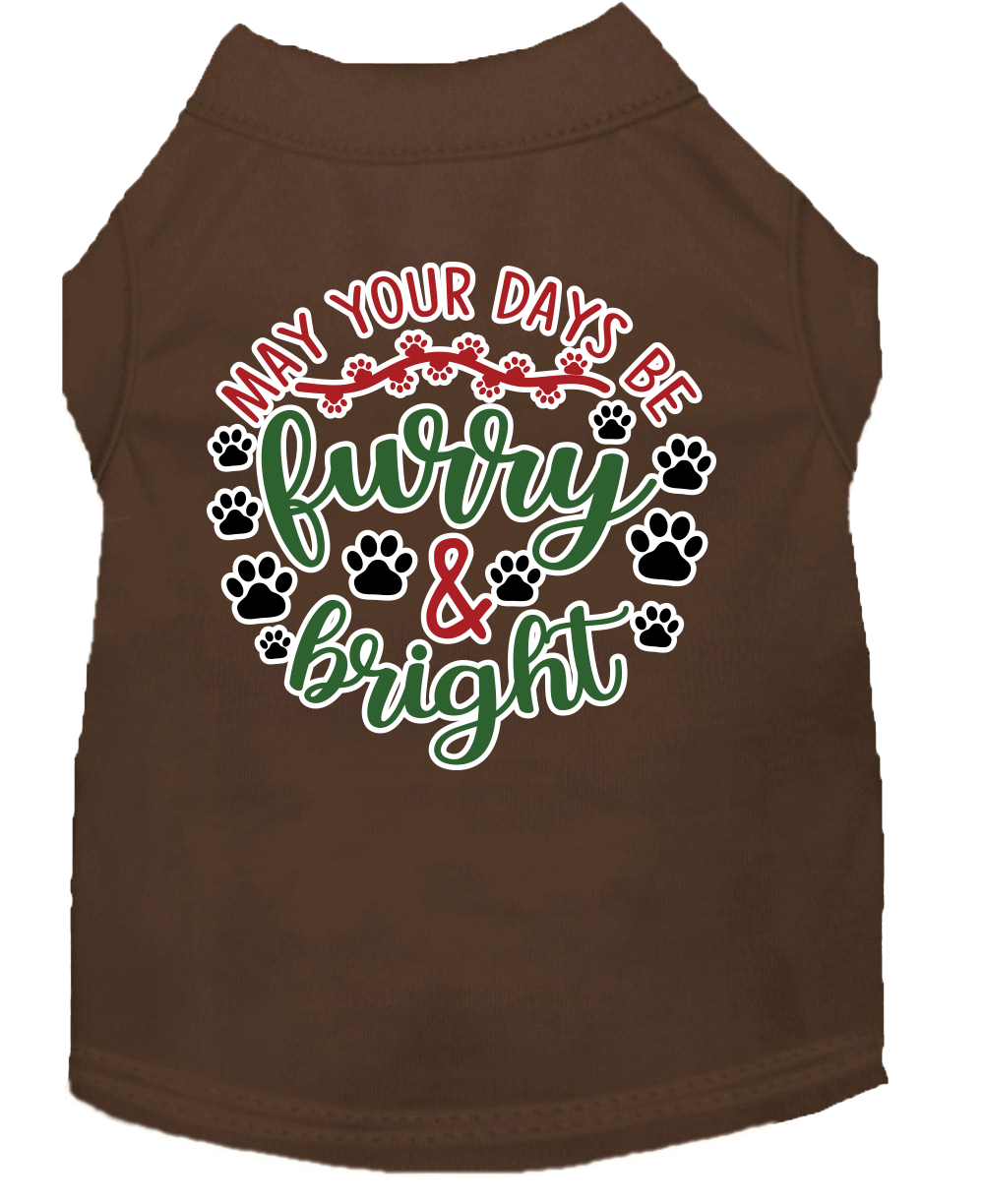 Furry and Bright Screen Print Dog Shirt Brown Size MD